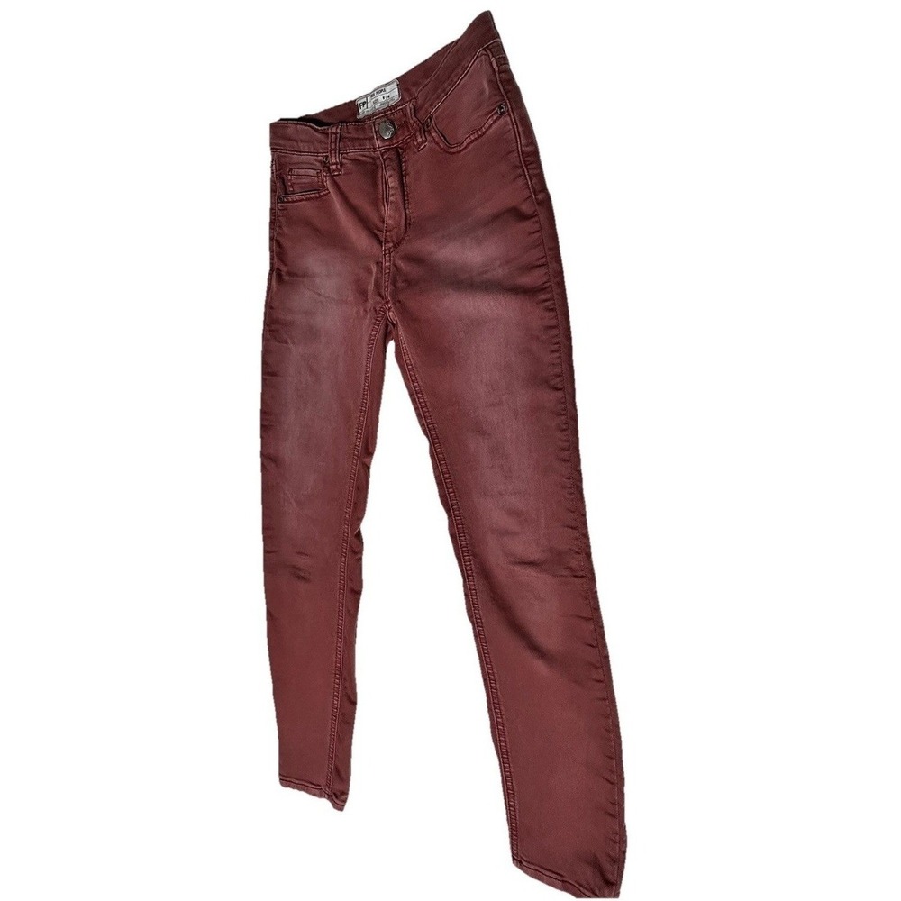 FREE PEOPLE High Rise Skinny Jeans Womens Size 24 Peach Color